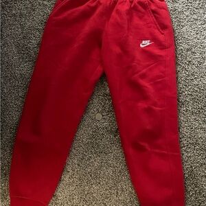 Nike Red Jogger Sweatpants Elastic Waistband